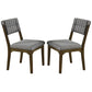 Side Chair with Tufted Back and Welt Trimming, Set of 2, Gray and Brown By Casagear Home