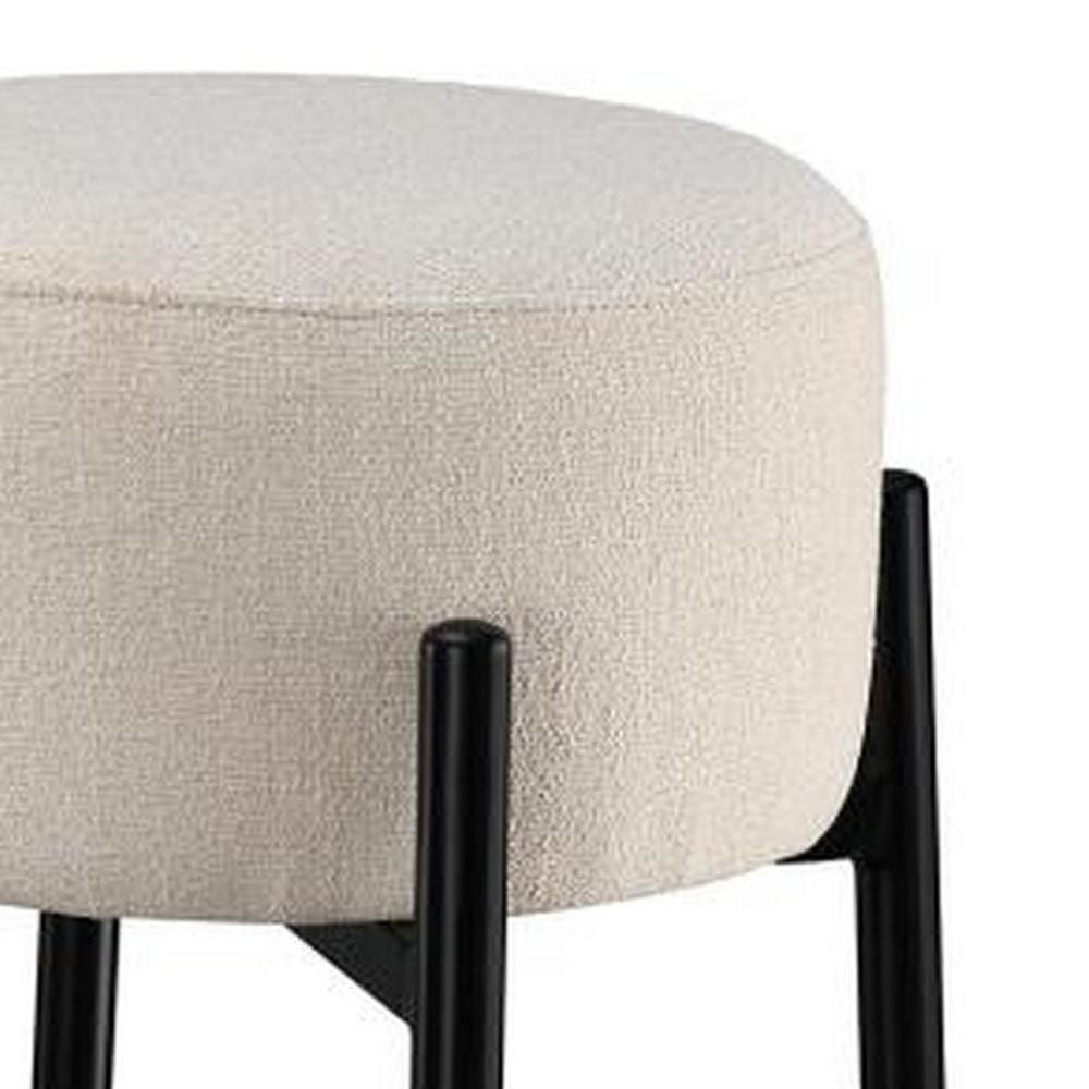 Barstool with Fabric Seat and Tubular Legs Set of 2 Beige and Black By Casagear Home BM242714