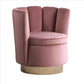 Swivel Chair with Sea Shell Vertical Tufting and Metal Base, Pink and Gold By Casagear Home