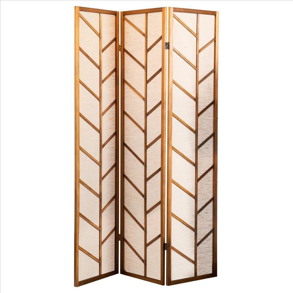 Milo Screen | 3 Panel | Jute Linen | Wood Frame | Brown | Beige