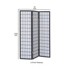 3 Panel Screen with Grid Design Wooden Frame Black By Casagear Home BM242730