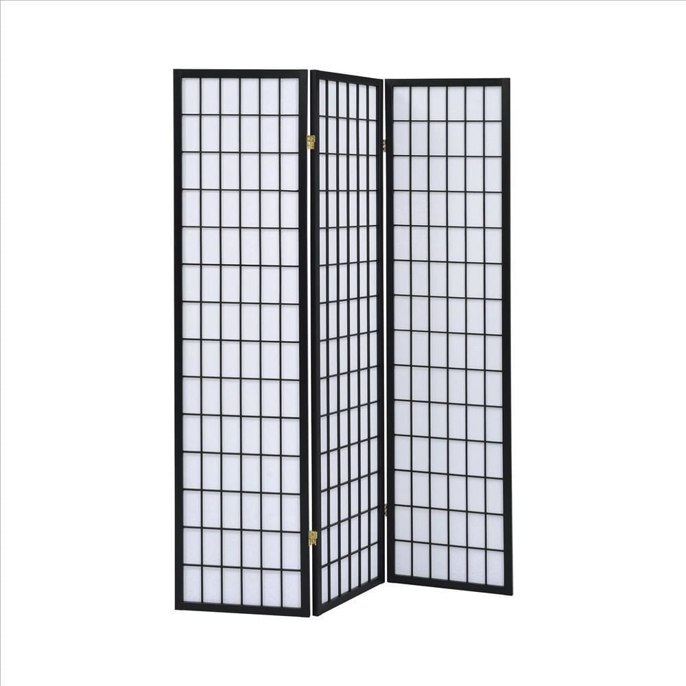 Milo Screen | 3 Panel | Grid Wood Frame | Black