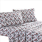 Veria 4 Piece Full Bedsheet Set with Rose Print The Urban Port, White and Pink By Casagear Home