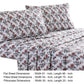 Veria 4 Piece Full Bedsheet Set with Rose Print The Urban Port White and Pink By Casagear Home BM242751