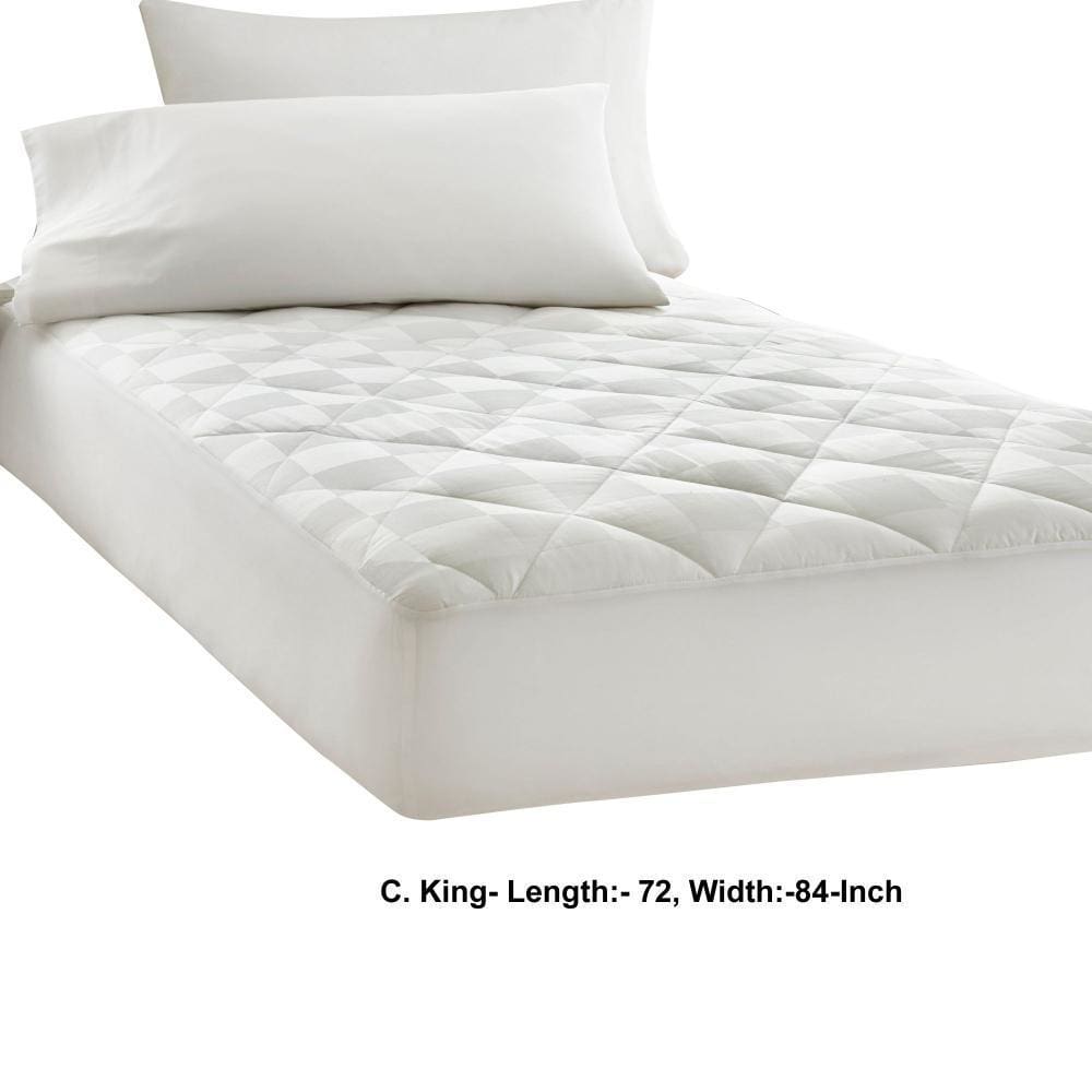 Veria California King Mattress Pad with Square Pattern Fabric The Urban Port White By Casagear Home BM242780