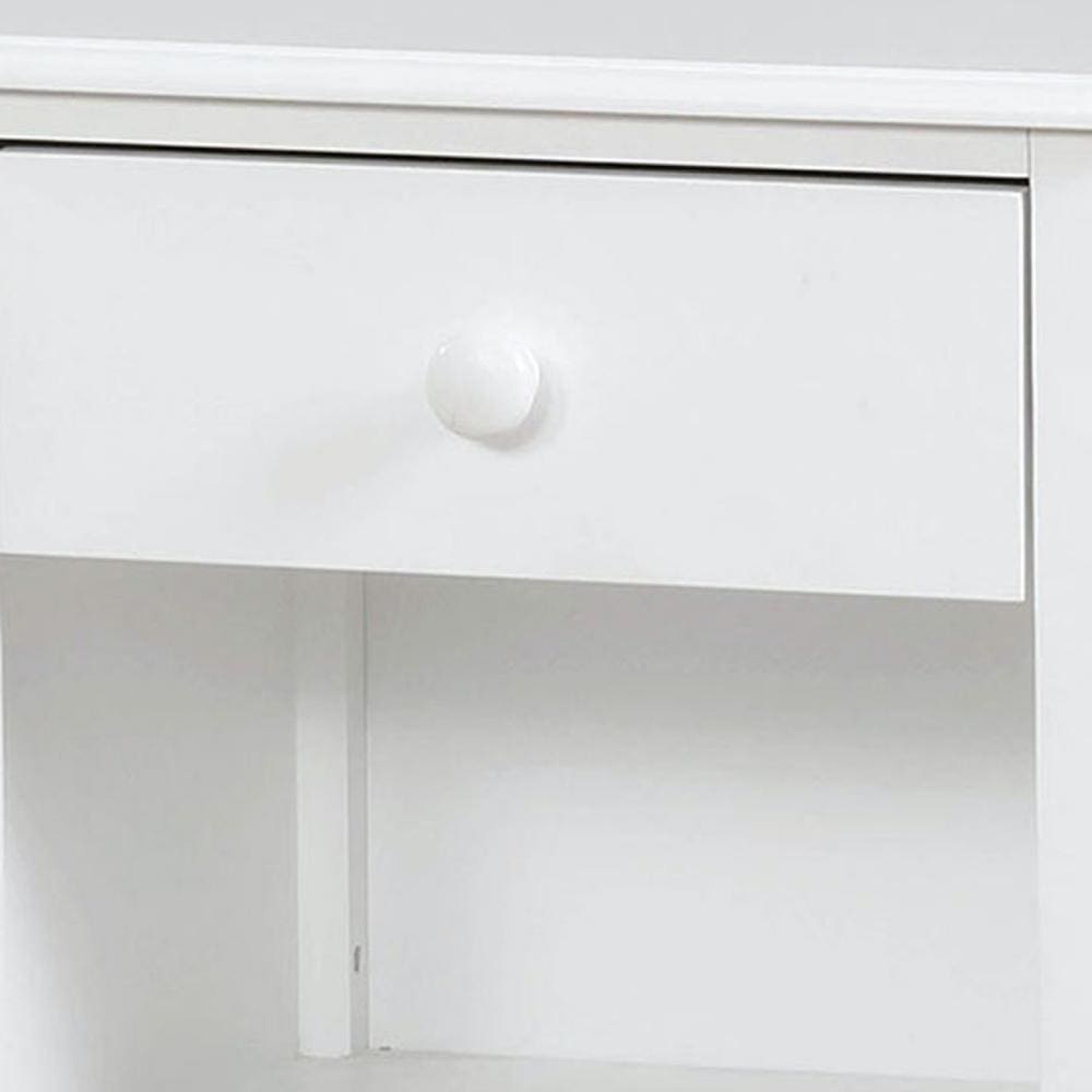 Nightstand with 1 Drawer and 1 Open Shelf White By Casagear Home BM245830