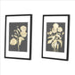 Wall Art with Painted Flowers and Leaves, Set of 2, Black and Gold By Casagear Home