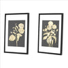 Wall Art with Painted Flowers and Leaves, Set of 2, Black and Gold By Casagear Home