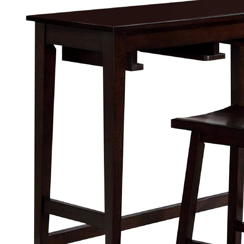 3 Piece Bar Table Set with Contoured Seat Espresso Brown By Casagear Home BM245922