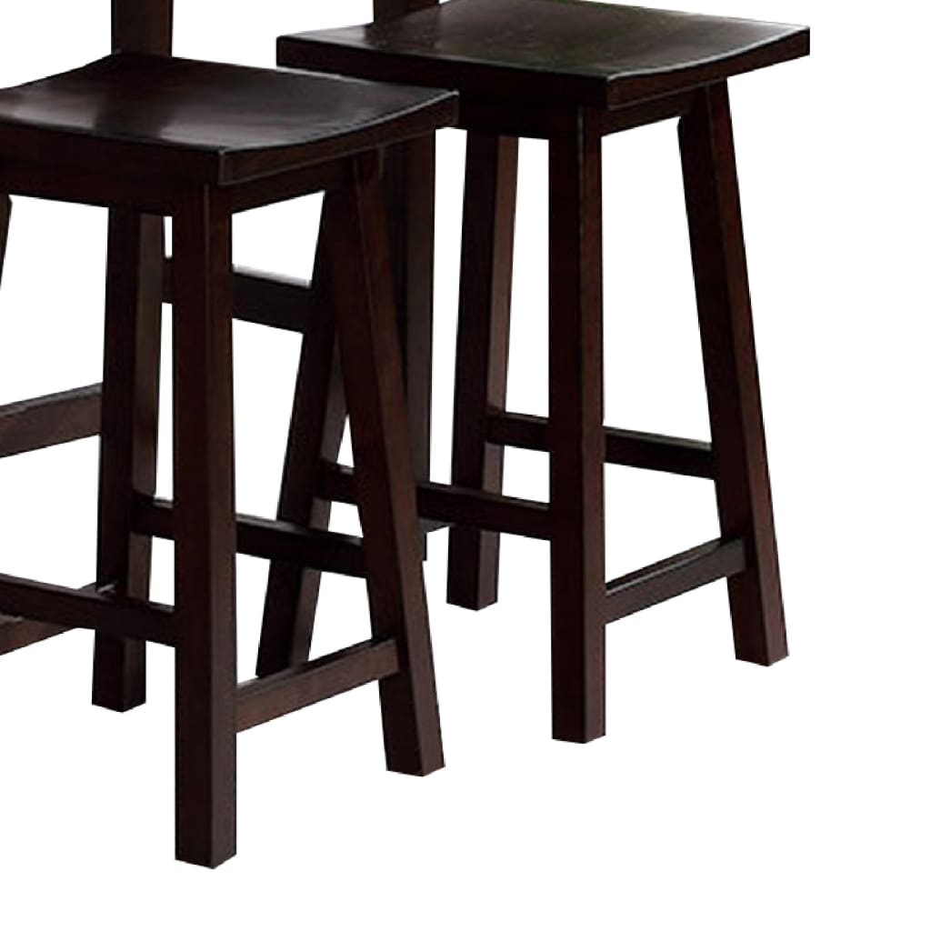 3 Piece Bar Table Set with Contoured Seat Espresso Brown By Casagear Home BM245922