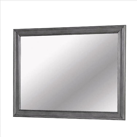Mirror with Wooden Frame with Molded Trim, Gray By Casagear Home