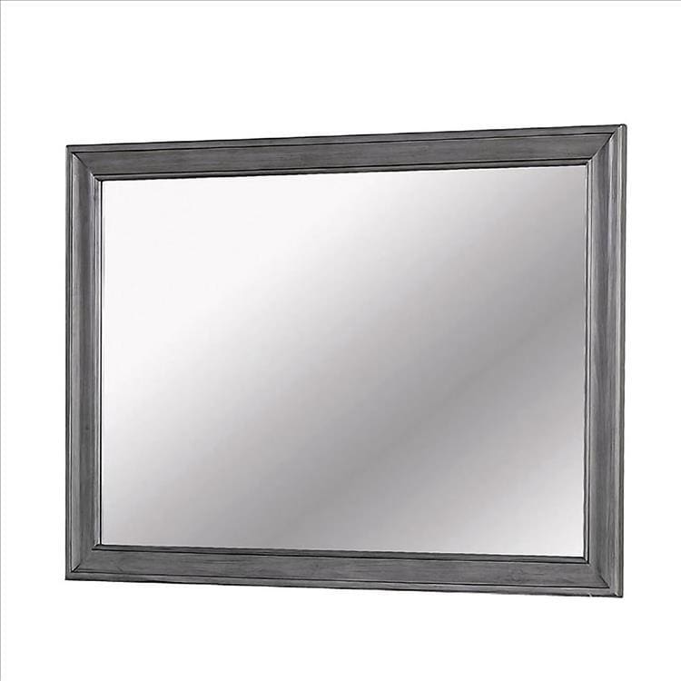 Mira Mirror | Wood Frame | Molded Trim | Gray