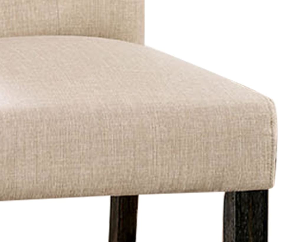 Side Chair with Rolled Button Tufted Back Set of 2 Beige By Casagear Home BM245937