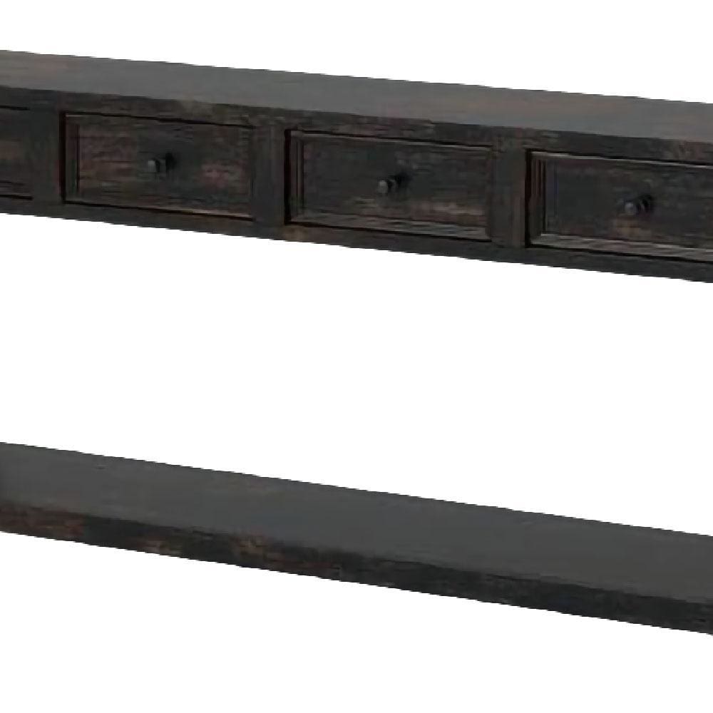 Sofa Table with 4 Drawers and Thick Block Legs Antique Black By Casagear Home BM245938