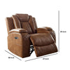 Leatherette Power Recliner with Stitched Diamond Pattern Brown By Casagear Home BM245942