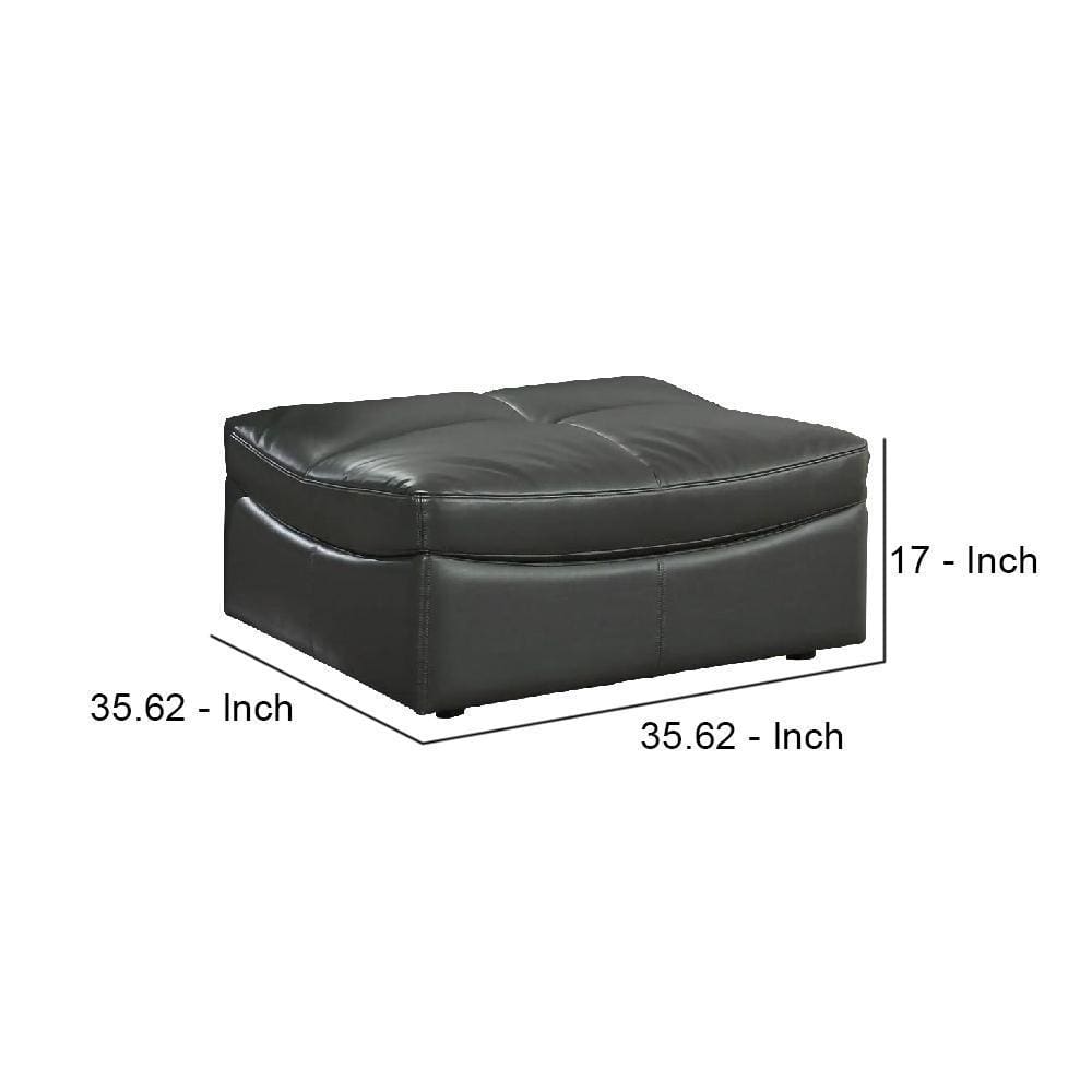 Leatherette Ottoman with Curved Design and Tufted Seat Gray By Casagear Home BM245945