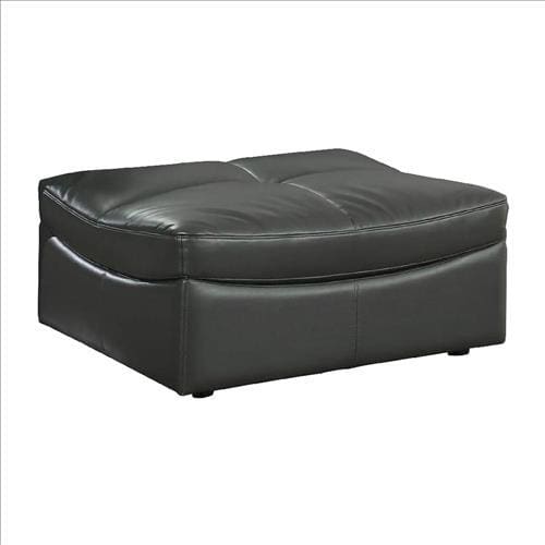 Leatherette Ottoman with Curved Design and Tufted Seat, Gray By Casagear Home