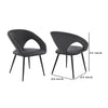 Elin Gray Faux Leather and Black Metal Dining Chairs - Set of 2 By Casagear Home BM245963