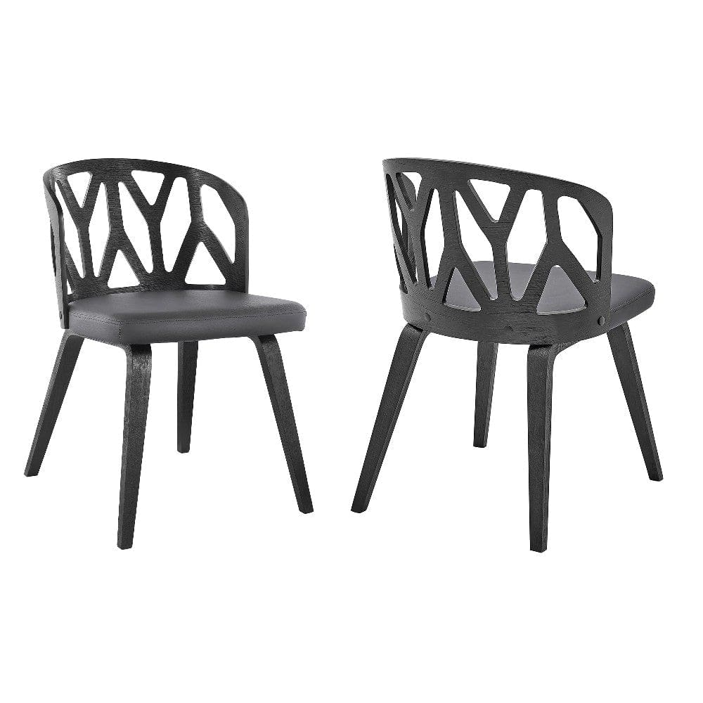 Nia Gray Faux Leather and Black Wood Dining Chairs - Set of 2 By Casagear Home