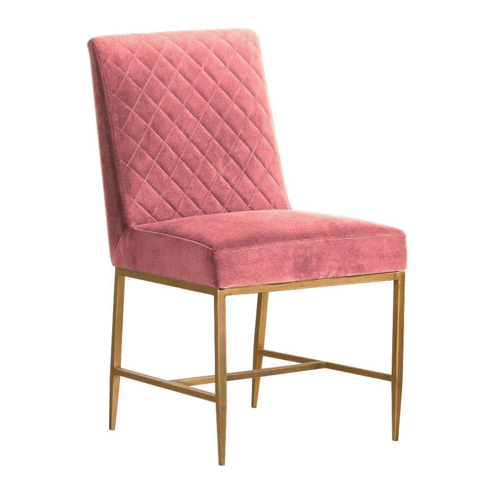Memphis Pink Velvet and Antique Brass Accent Dining Chair- Set of 2 By Casagear Home BM246016