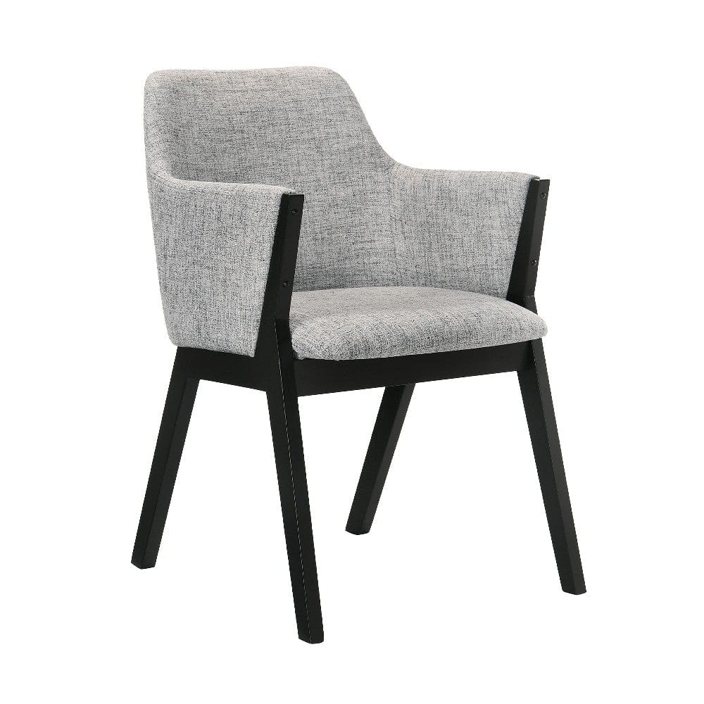 Renzo Light Gray Fabric and Black Wood Dining Side Chairs - Set of 2 By Casagear Home BM246041