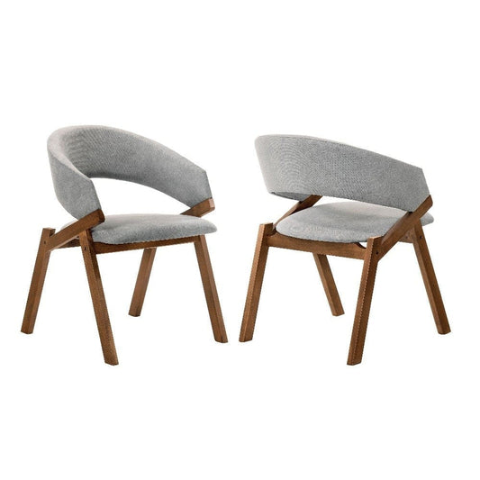 Talulah Gray Fabric and Walnut Veneer Dining Side Chairs - Set of 2 By Casagear Home