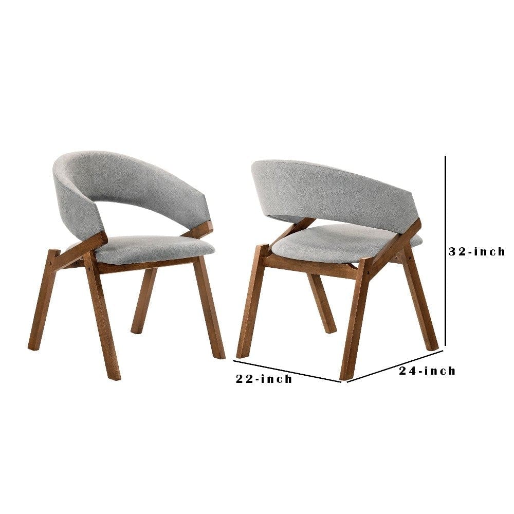 Talulah Gray Fabric and Walnut Veneer Dining Side Chairs - Set of 2 By Casagear Home BM246050