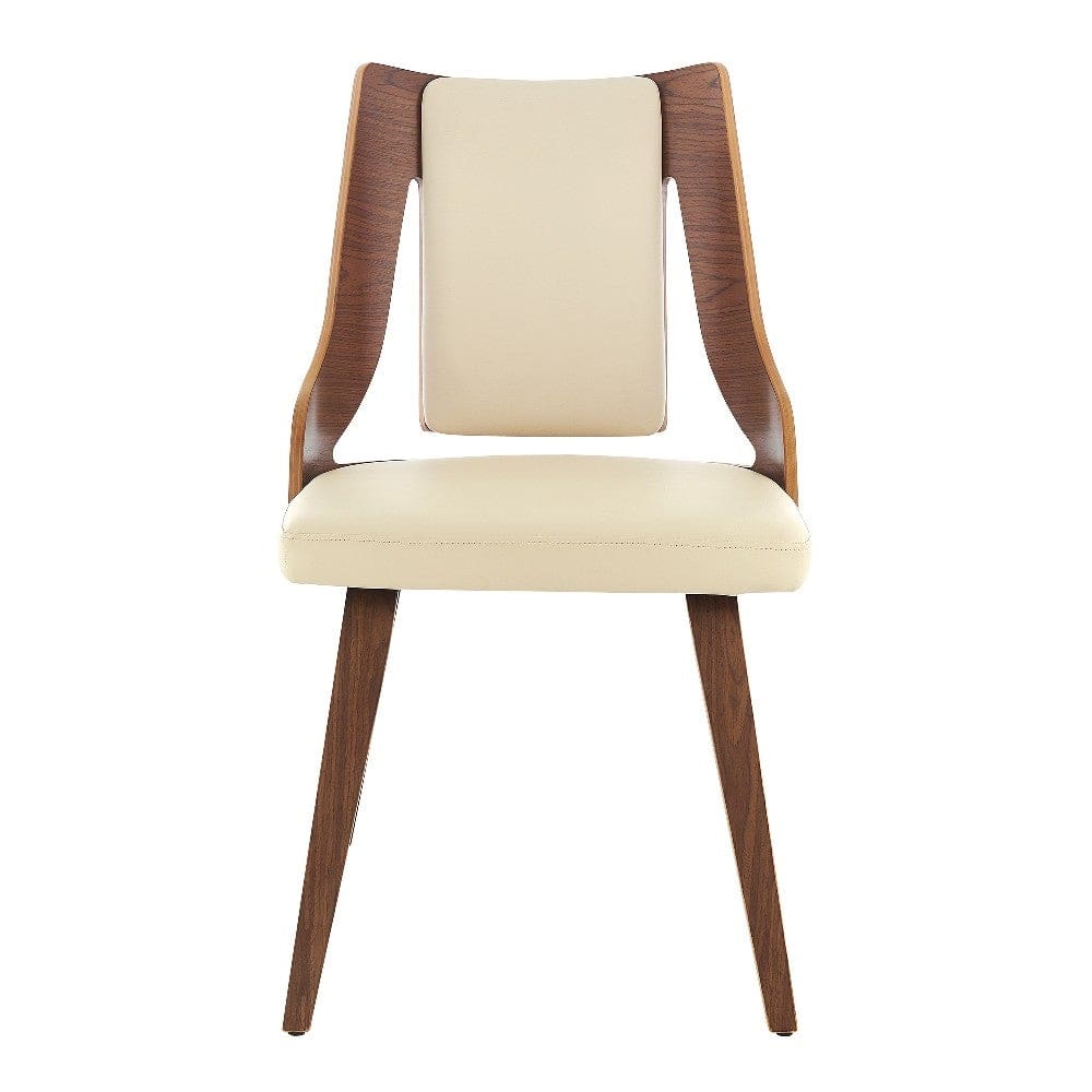 Aniston Cream Faux Leather and Walnut Wood Dining Chairs - Set of 2 By Casagear Home BM246064