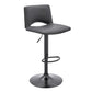 Thierry Adjustable Swivel Gray Faux Leather and Black Metal Bar Stool By Casagear Home
