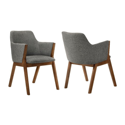 Renzo Charcoal Fabric and Walnut Wood Dining Side Chairs - Set of 2 By Casagear Home