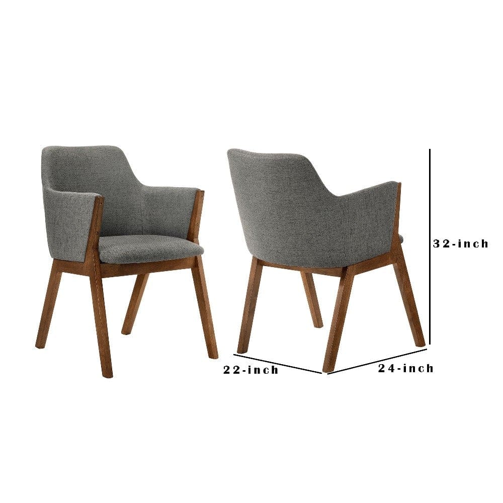 Renzo Charcoal Fabric and Walnut Wood Dining Side Chairs - Set of 2 By Casagear Home BM246079