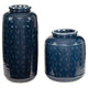Liora 2 Piece Vase Set | Sand Dollar Engraving | Navy Blue