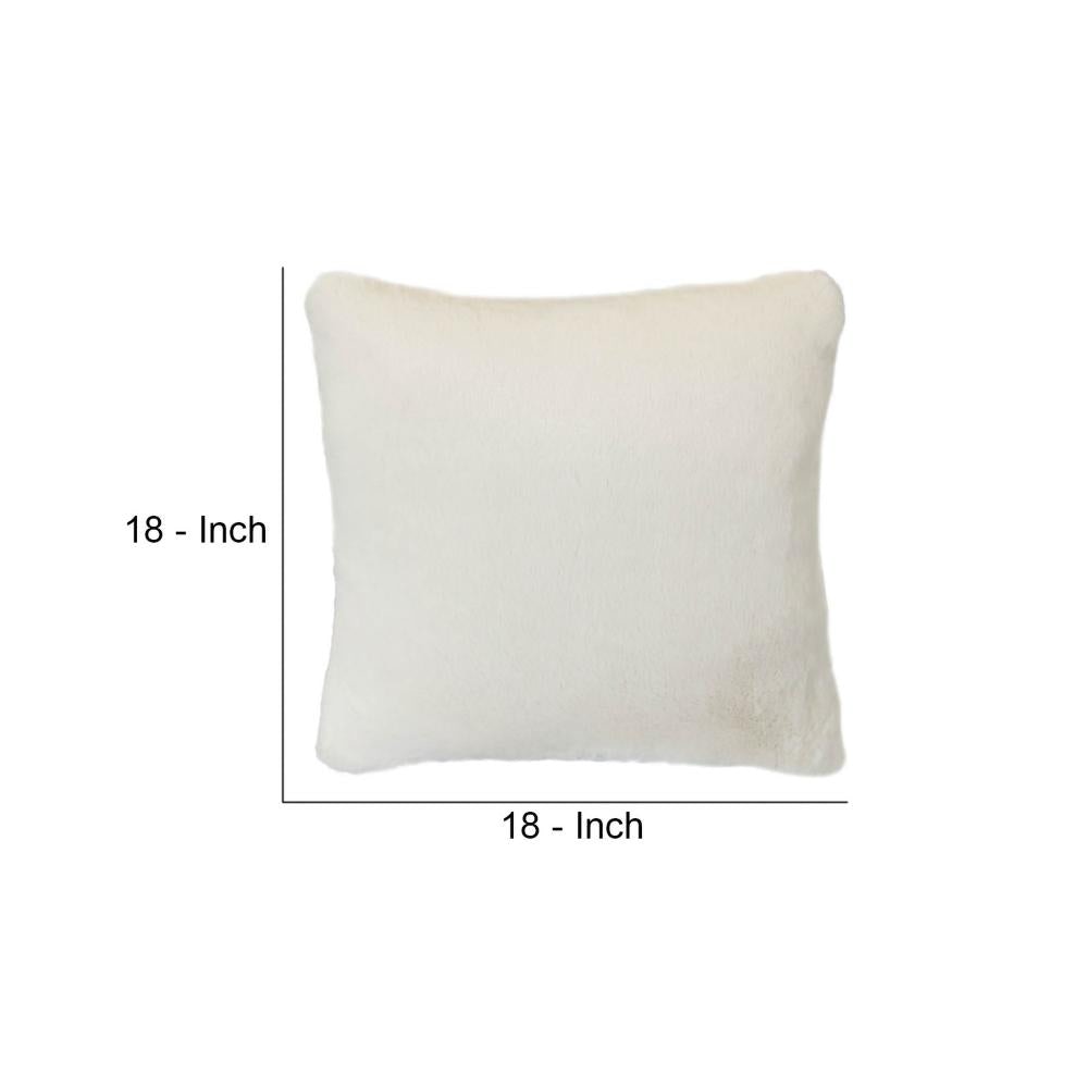 Faux Fur Pillow with Removable Cover and Zipper Closure Set of 2 White By Casagear Home BM246973