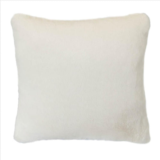 Faux Fur Pillow with Removable Cover and Zipper Closure, Set of 2, White By Casagear Home