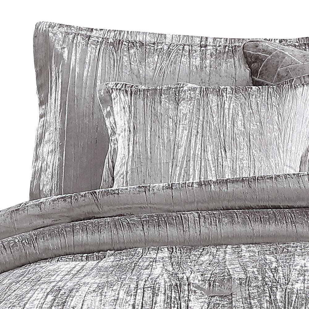 6 Piece Twin Comforter Set with Shimmering Appeal Silver By Casagear Home BM246990