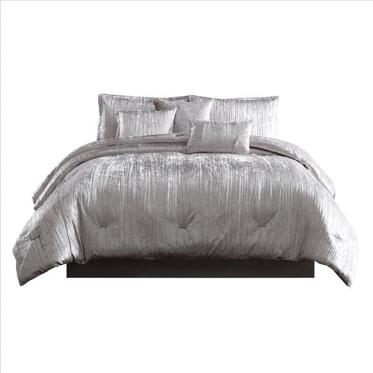 Veria 6 Piece Twin Comforter Set | Shimmering Appeal | Silver