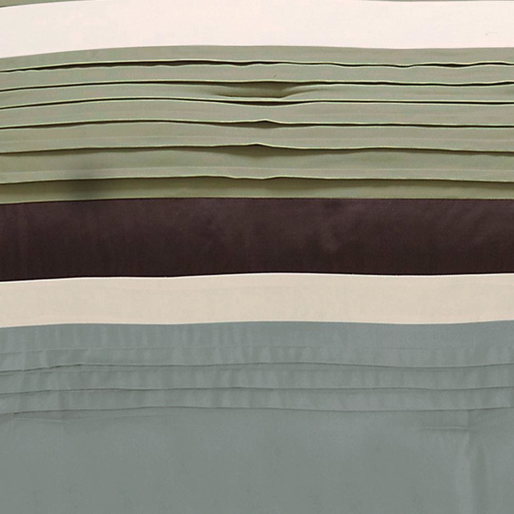 6 Piece Queen Comforter Set with Pleats and Embroidery Green and Blue By Casagear Home BM246996