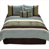 Veria 6 Piece Queen Comforter Set | Pleats | Embroidery | Green | Blue