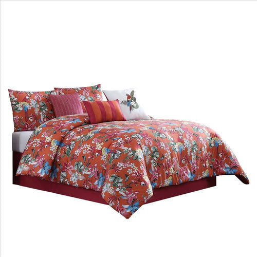 Veria 7 Piece King Comforter Set | Floral Print | Multicolor