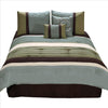 Veria 6 Piece King Comforter Set | Pleats | Embroidery | Green | Blue