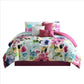 7 Piece King Comforter Set with Bright Floral Print, Multicolor By Casagear Home