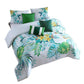 7 Piece Queen Comforter Set with Printed Tropical Leaves Green By Casagear Home BM247011