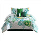 7 Piece Queen Comforter Set with Printed Tropical Leaves, Green By Casagear Home