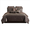 10 Piece King Comforter Set with Geometric Print, Dark Brown By Casagear Home