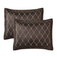 10 Piece King Comforter Set with Geometric Print Dark Brown By Casagear Home BM247031