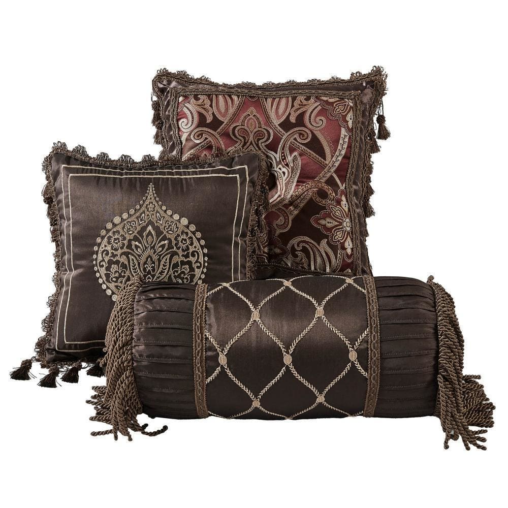 10 Piece King Comforter Set with Geometric Print Dark Brown By Casagear Home BM247031