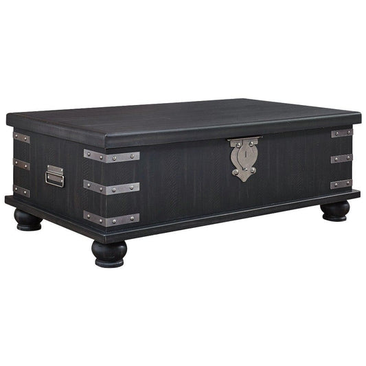 Lift Top Cocktail Table with Trunk Style and USB, Black By Casagear Home