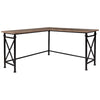 L Shaped Desk with X Design Braces, Brown By Casagear Home