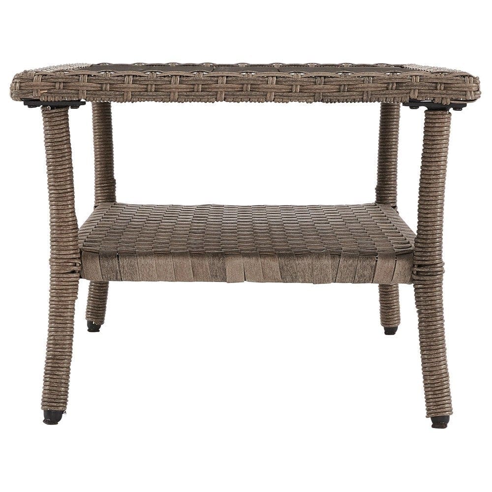 Cocktail Table with Woven Resin Top Gray By Casagear Home BM248091