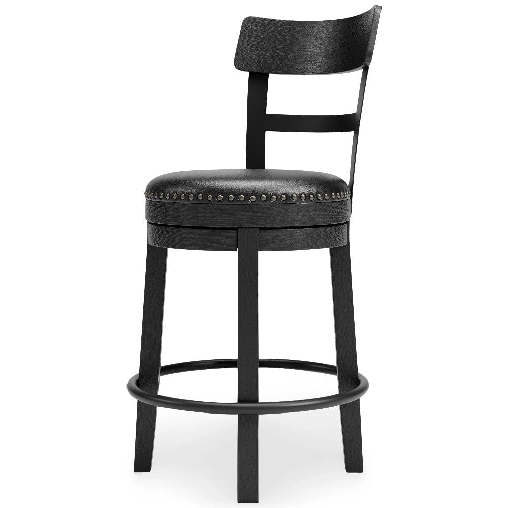 Swivel Barstool with Nailhead Trim and Leatherette Seat Black By Casagear Home BM248093